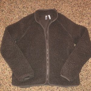 womans zip brown sweater